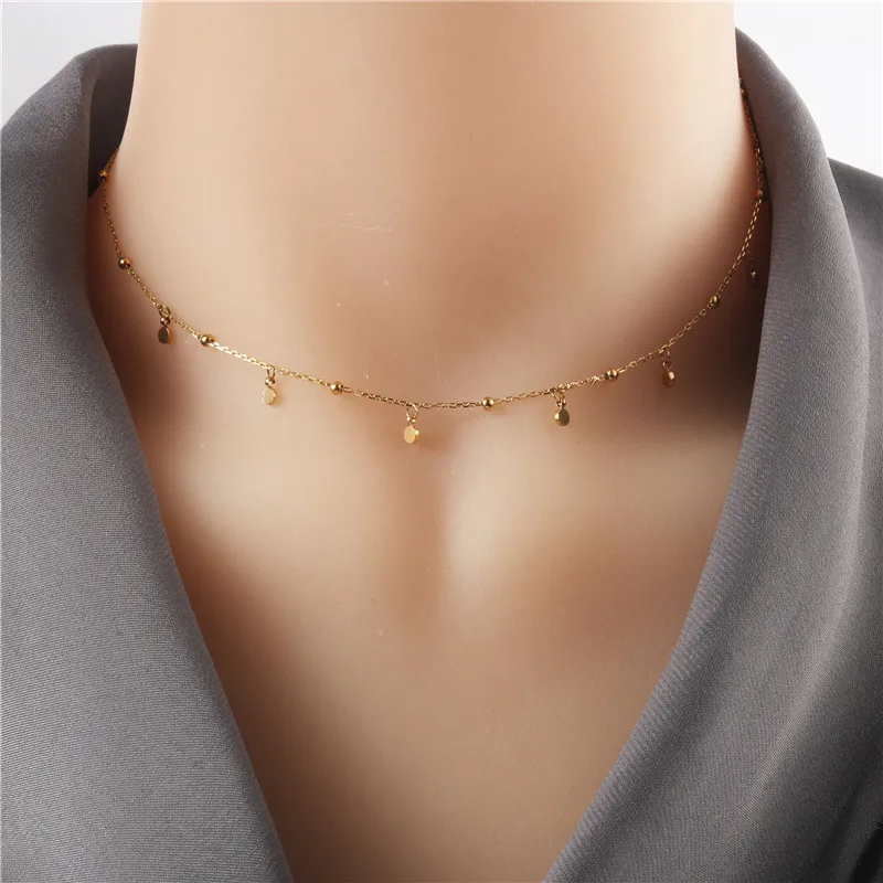 Dainty Stainless Steel Dot Choker Gold Beads Round Discs Necklace Dot Collar Necklace Design Jewelry Wholesale Trendy Jewelry
Dainty Stainless Steel Dot Choker Gold Beads Round Discs Necklace Dot Collar Necklace Design Jewelry Wholesale Trendy Jewelry