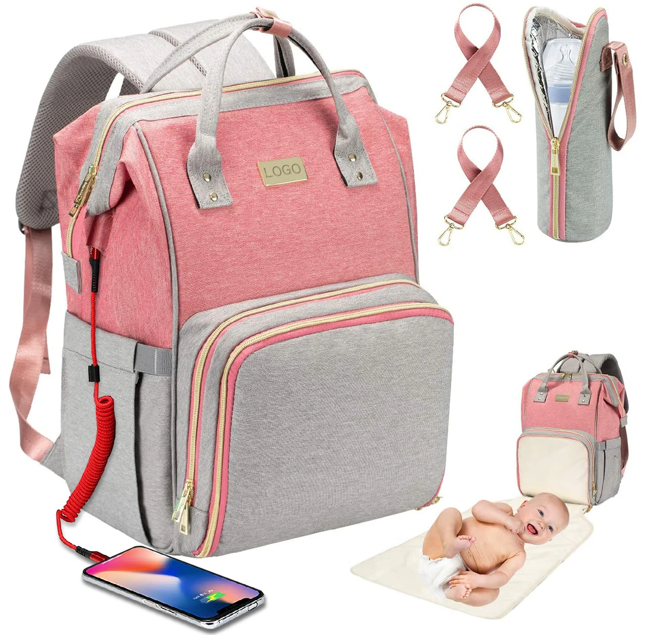 Polyester large capacity baby diaper bag luxury baby changing bag lightweight diaper bag with changing station, Customized colors
Polyester large capacity baby diaper bag luxury baby changing bag lightweight diaper bag with changing station, Customized colors