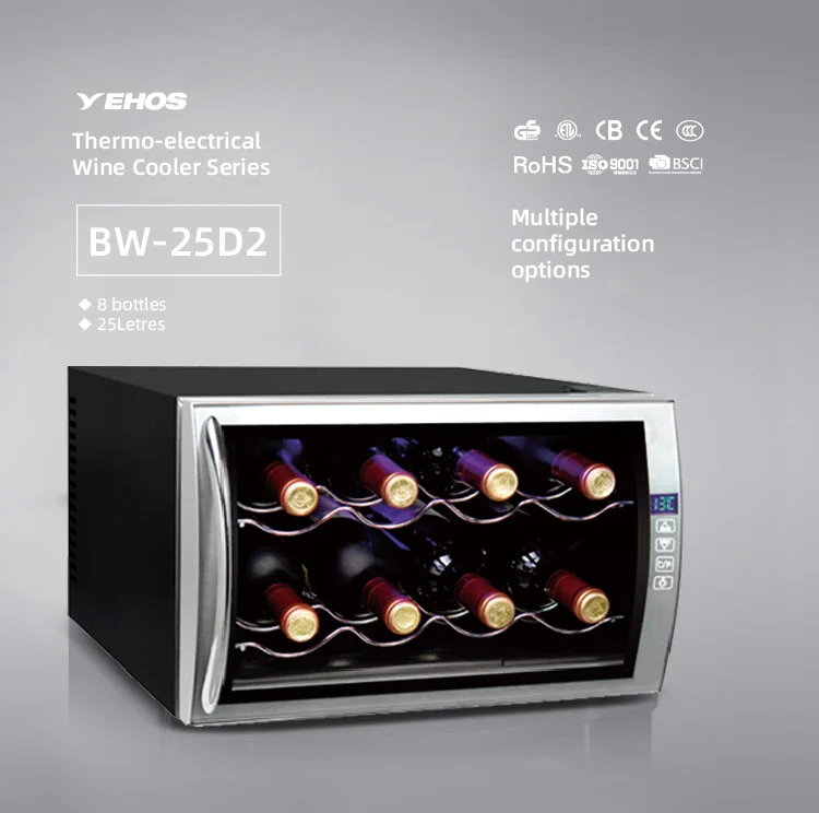 25μεγάλο 8 bottles thermoelectric mini wine cooler/cellar/chiller BW-25D2