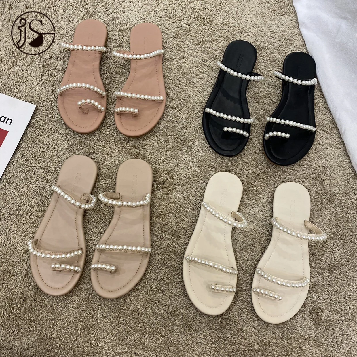 Flat Sandals Ladies Women slippers Romanesque Straps Sandals Pearl Decorated Flat Slides Summer Resort Pearl, Picture
Flat Sandals Ladies Women slippers Romanesque Straps Sandals Pearl Decorated Flat Slides Summer Resort Pearl, Picture
