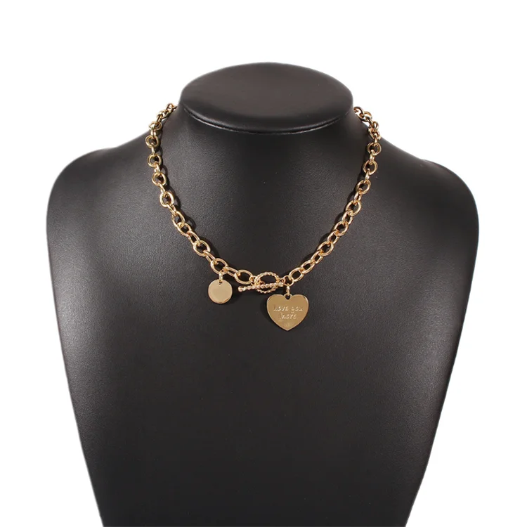 European and American hot selling fashion punk style love pendant necklace creative gold thick chain necklace charms necklace
European and American hot selling fashion punk style love pendant necklace creative gold thick chain necklace charms necklace