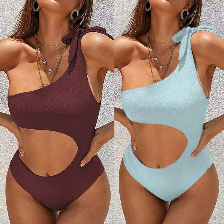 2021 New One Shoulder Swimsuit Strap Bow One Piece Solid Color Swimwear, 2 colors
2021 New One Shoulder Swimsuit Strap Bow One Piece Solid Color Swimwear, 2 colors