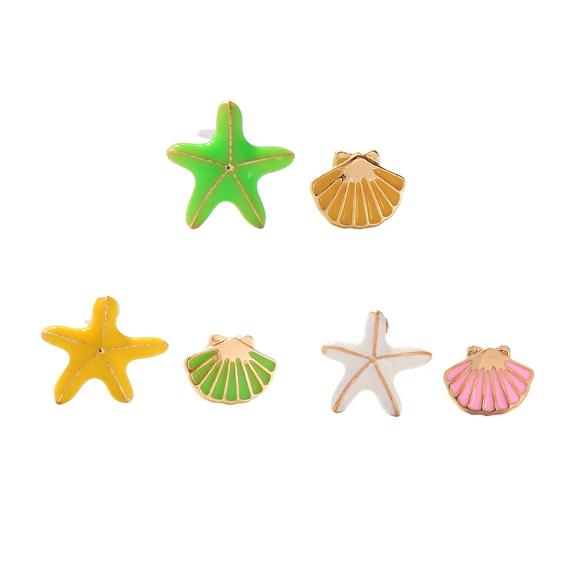 de980201 7-9 2021 New Fashion Small High End Enamel Sea Shell Starfish Jewelry Set Stud Jewelry Gold Plated Design Earrings, As pictures 
de980201 7-9 2021 New Fashion Small High End Enamel Sea Shell Starfish Jewelry Set Stud Jewelry Gold Plated Design Earrings, As pictures