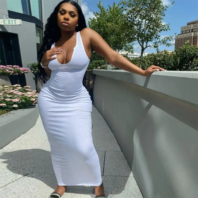 Summer 2021 Trendy New Arrivals Women Daily Wear Casual 2 Color Sexy U-neck Sleeveless One Piece Long Bodycon Dress, Black white
Summer 2021 Trendy New Arrivals Women Daily Wear Casual 2 Color Sexy U-neck Sleeveless One Piece Long Bodycon Dress, Black white