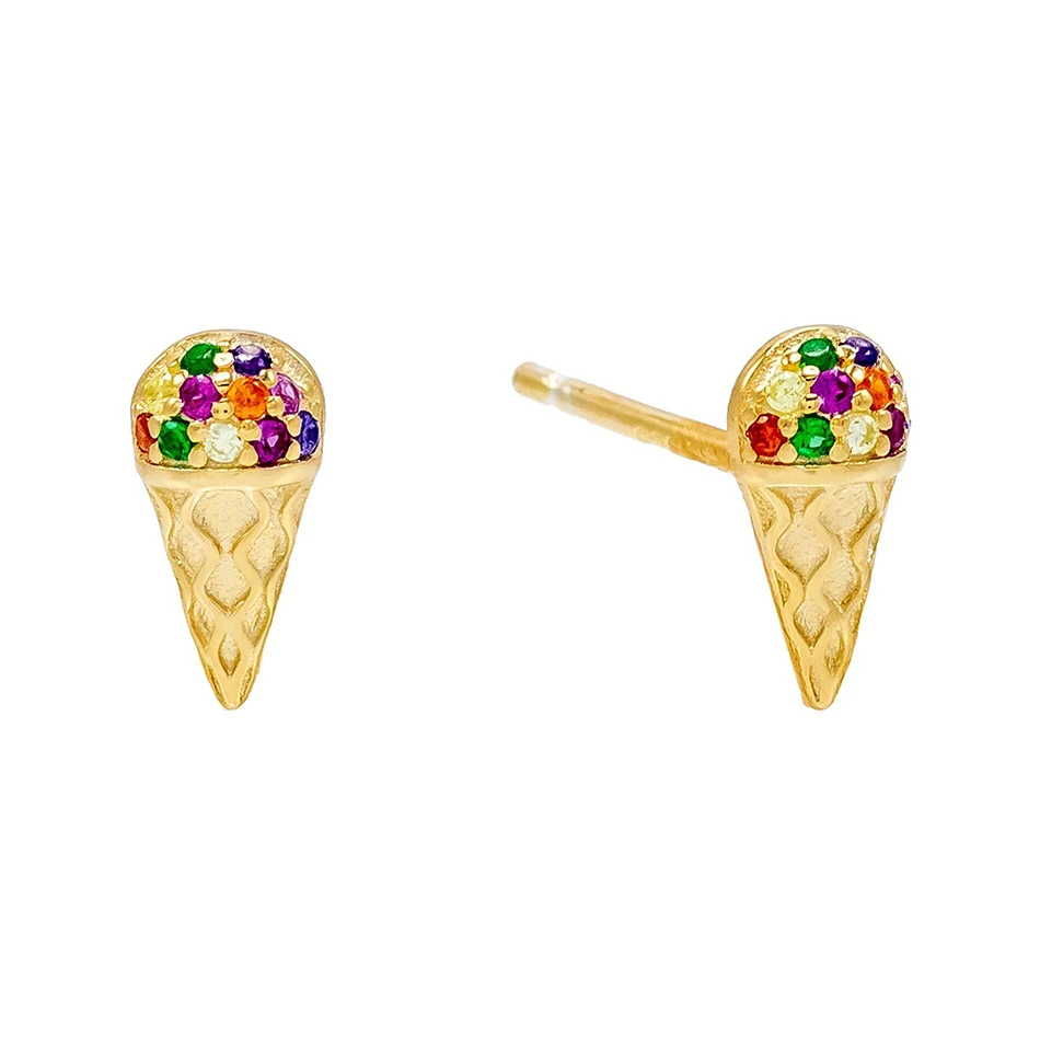 Brass Earrings 18k Gold Plated Rainbow Cubic Zircon Icecream Stud earrings For Woman Gold Plated Earrings
Brass Earrings 18k Gold Plated Rainbow Cubic Zircon Icecream Stud earrings For Woman Gold Plated Earrings