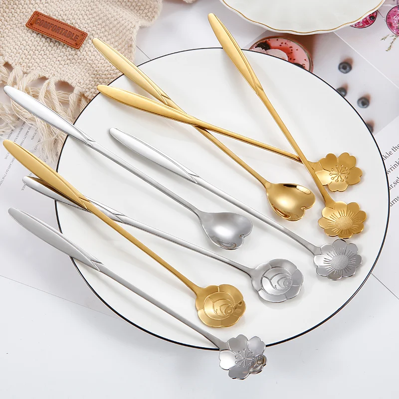 High quality Ice Cream Candy Spoon Flower Shaped Coffee spoon Stainless steel Tea Spoon, Silver.gold
High quality Ice Cream Candy Spoon Flower Shaped Coffee spoon Stainless steel Tea Spoon, Silver.gold