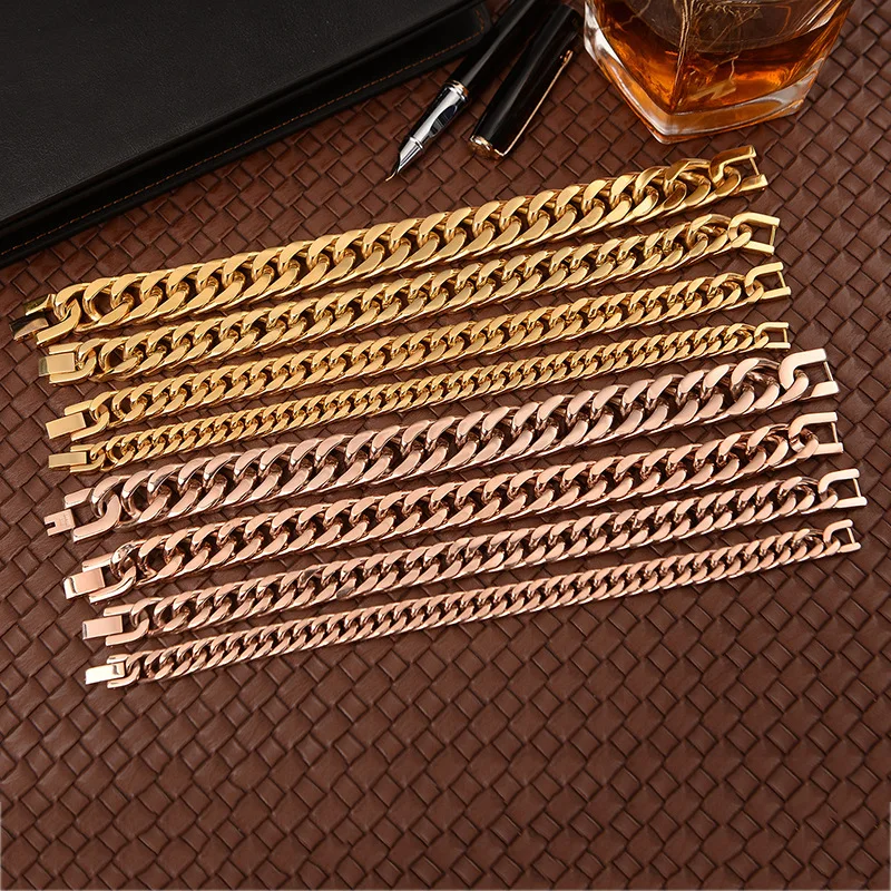 Wholesale custom 316L Stainless Steel Franco Link Bracelet 18K Gold Plated Cuban Chain Wrist Bracelets for Men Women
Wholesale custom 316L Stainless Steel Franco Link Bracelet 18K Gold Plated Cuban Chain Wrist Bracelets for Men Women