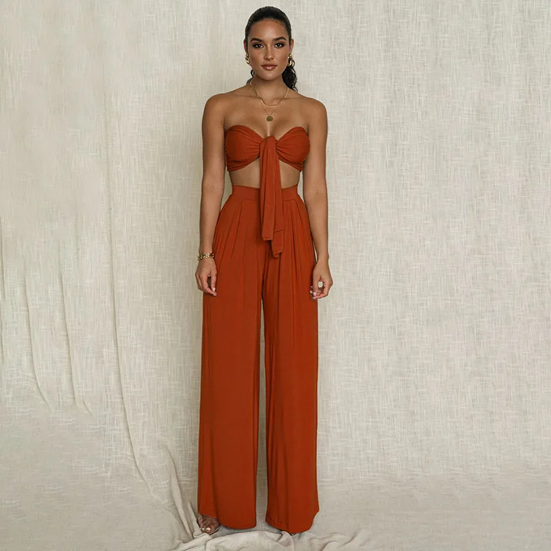 Solid Color Strapless Sleeveless Two Piece Crop Top Pants Set Sexy Two Piece Sets Women Two Piece Long Pants Set Autumn
Solid Color Strapless Sleeveless Two Piece Crop Top Pants Set Sexy Two Piece Sets Women Two Piece Long Pants Set Autumn