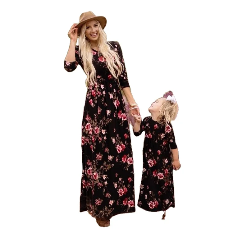 IHJ767 autumn mother and daughter matching outfits long sleeve flower print dresses Kids Clothing, Customized color
IHJ767 autumn mother and daughter matching outfits long sleeve flower print dresses Kids Clothing, Customized color
