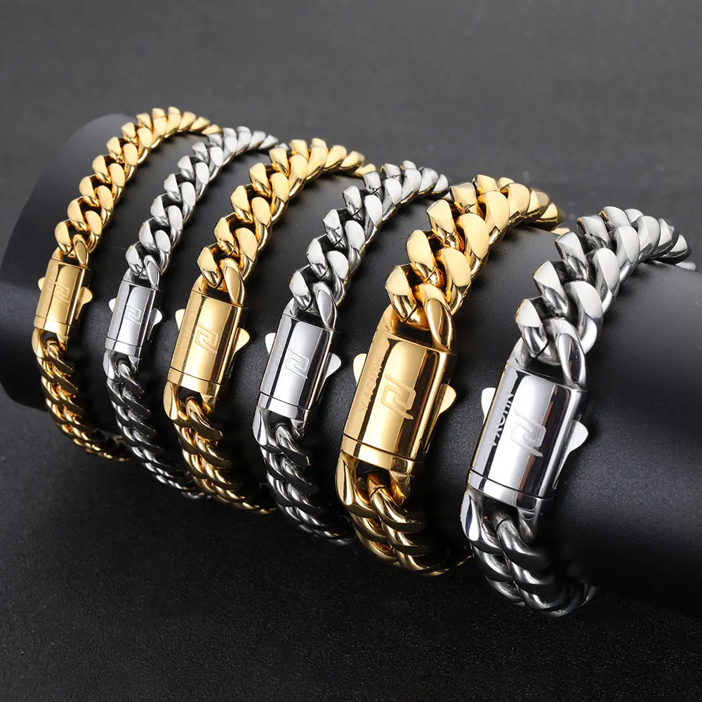 Men Wrist Band Bracelet Gold Plated Cuban Link Chain Custom Mens Stainless Steel Bracelet, Gold/silver color
Men Wrist Band Bracelet Gold Plated Cuban Link Chain Custom Mens Stainless Steel Bracelet, Gold/silver color