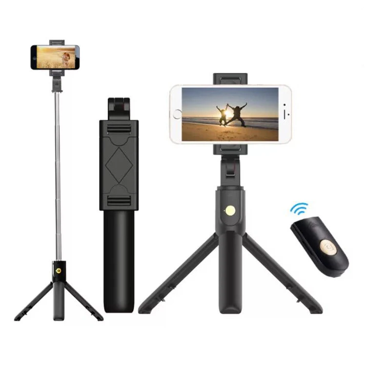 

Wireless BT Remote Extendable Selfie Stick Monopod Phone Stand Holder 3 In 1 Camera Tripod For Smartphone, Black/white