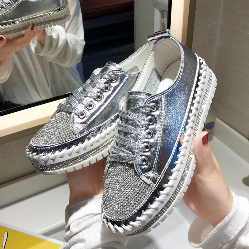 Woman Bling Sneakers Luxury Bling SneakersPlatform Shoes Flats Brand Design Silver Creepers Ladies Casual Shoes
Woman Bling Sneakers Luxury Bling SneakersPlatform Shoes Flats Brand Design Silver Creepers Ladies Casual Shoes
