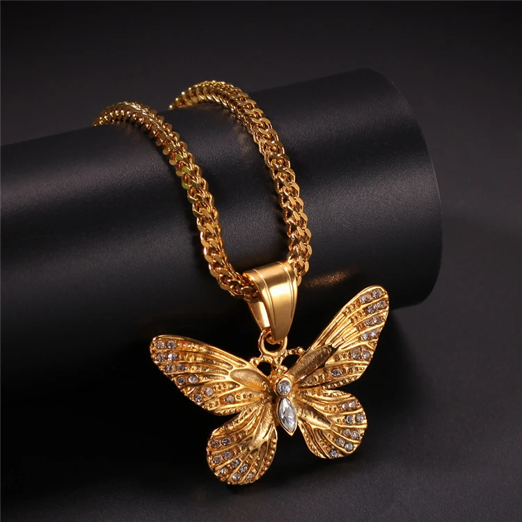 Real Gold Plated Butterfly Pendant Necklace Stainless Steel Pave Crystal Rhinestone Butterfly Pendant Necklace
Real Gold Plated Butterfly Pendant Necklace Stainless Steel Pave Crystal Rhinestone Butterfly Pendant Necklace