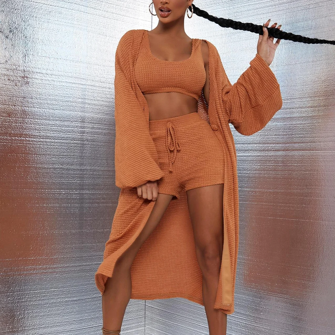 Custom Women Knit Crop Tank Top Vest Short Set Sweater Women Clothing Outfits Woman 2 Two Piece Knit Pant Set With Coat
Custom Women Knit Crop Tank Top Vest Short Set Sweater Women Clothing Outfits Woman 2 Two Piece Knit Pant Set With Coat