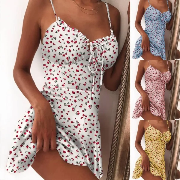2021 Women Fruit Printed Sweet Ladies Summer Sleeveless Sexy V-neck Party Mini Satin Evening Dresses
2021 Women Fruit Printed Sweet Ladies Summer Sleeveless Sexy V-neck Party Mini Satin Evening Dresses
