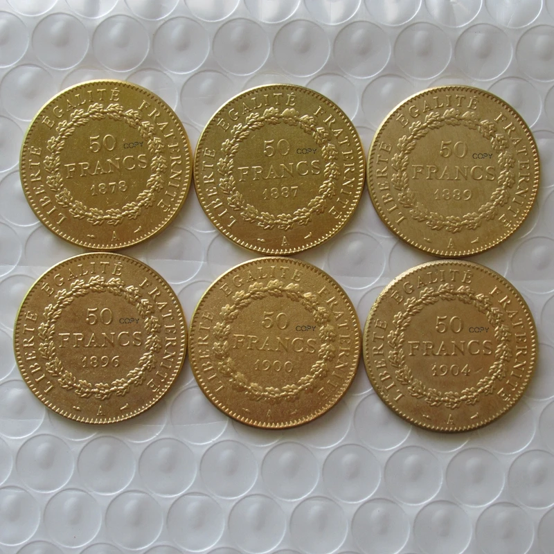 Reproduction France Whole Set of 6 pcs (1878 - 1904) 50 Francs Gold Plated Commemorative Coin
Reproduction France Whole Set of 6 pcs (1878 - 1904) 50 Francs Gold Plated Commemorative Coin