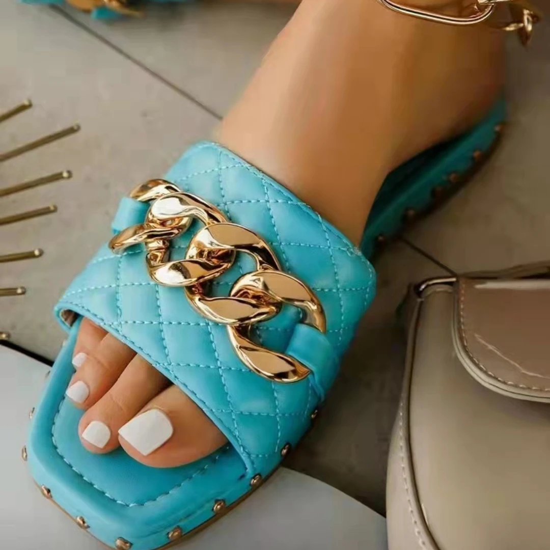 2022 New Open Toe Chain Flat Sandals Women's Plus Size Sapphire Sandals Brown Chain Slippers, Picture shows
2022 New Open Toe Chain Flat Sandals Women's Plus Size Sapphire Sandals Brown Chain Slippers, Picture shows