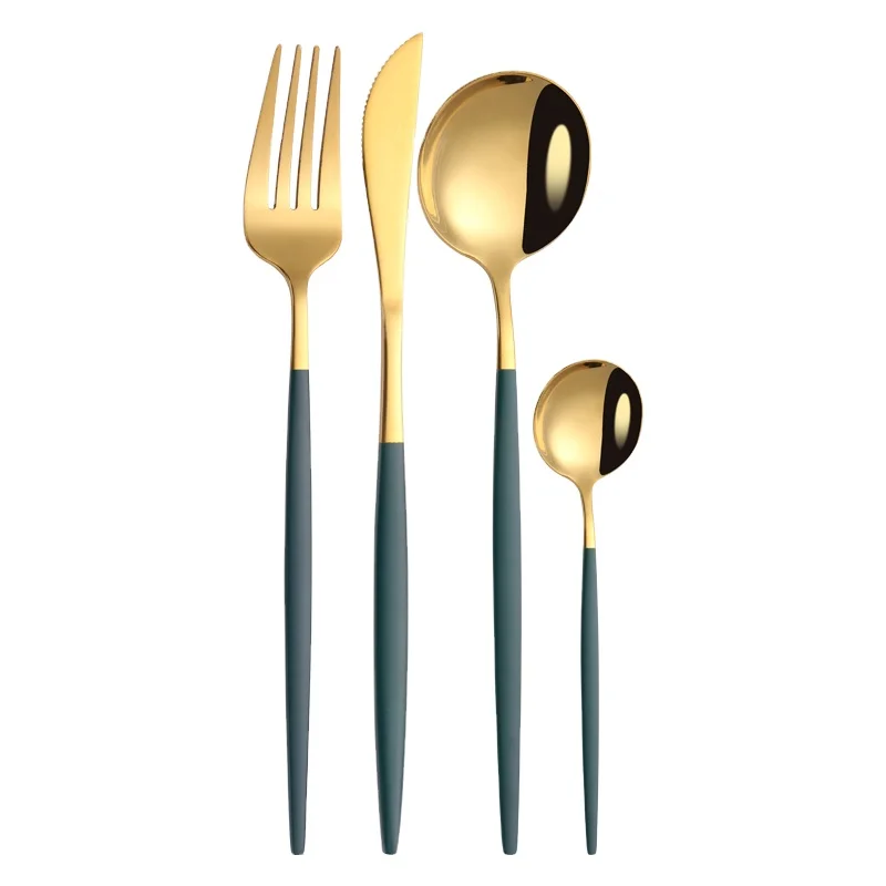 Spot wholesale Portuguese green gold cutlery set full set Nordic Western tableware cutlery set
Spot wholesale Portuguese green gold cutlery set full set Nordic Western tableware cutlery set