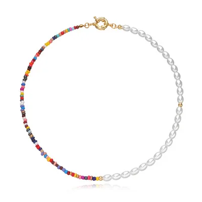 Personality Creative Gold/Silver Rudder Pearl Bead Collar Female Fashion Jewelry Colorful Charm Seed Rice Beaded Choker Necklace 
Personality Creative Gold/Silver Rudder Pearl Bead Collar Female Fashion Jewelry Colorful Charm Seed Rice Beaded Choker Necklace