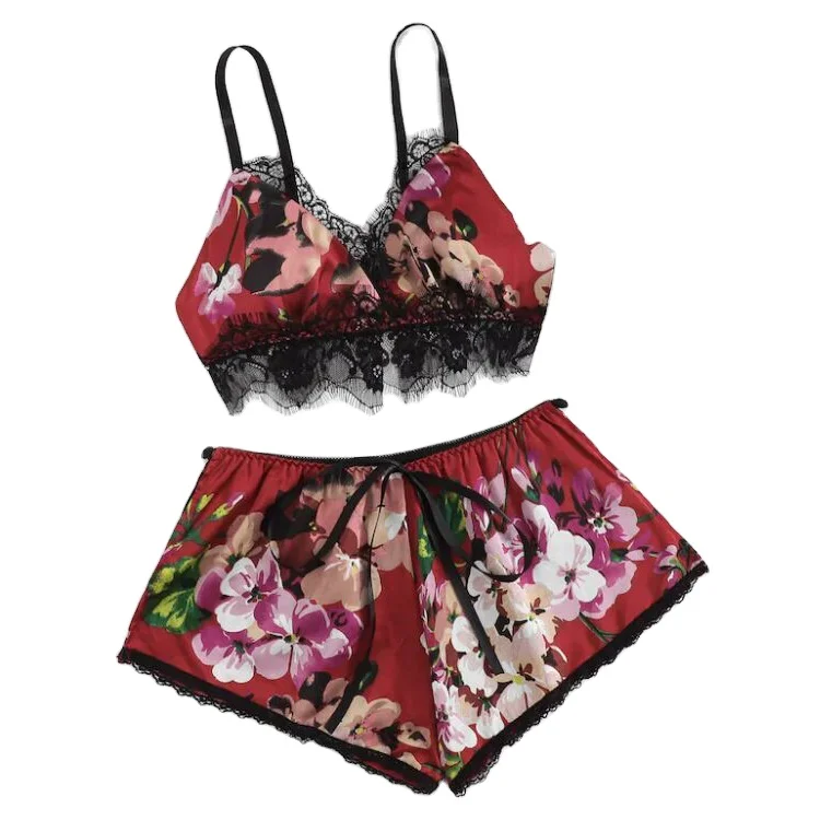 Custom Floral Silk Sleepwear Cami Shorts Pajamas Women Crop Top Pajamas Set Satin Nightwear For Women, More choose
Custom Floral Silk Sleepwear Cami Shorts Pajamas Women Crop Top Pajamas Set Satin Nightwear For Women, More choose