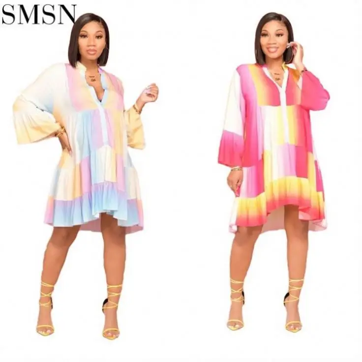 New Style Multicolor V Neck Long Sleeves Loose Casual Short Dress 2021 Beach Wear Women Dresses
New Style Multicolor V Neck Long Sleeves Loose Casual Short Dress 2021 Beach Wear Women Dresses