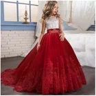 88406 Kids Birthday Boutique Clothing Luxury Lace Long Frock Flower Girl Wedding Communion Pageant Dress