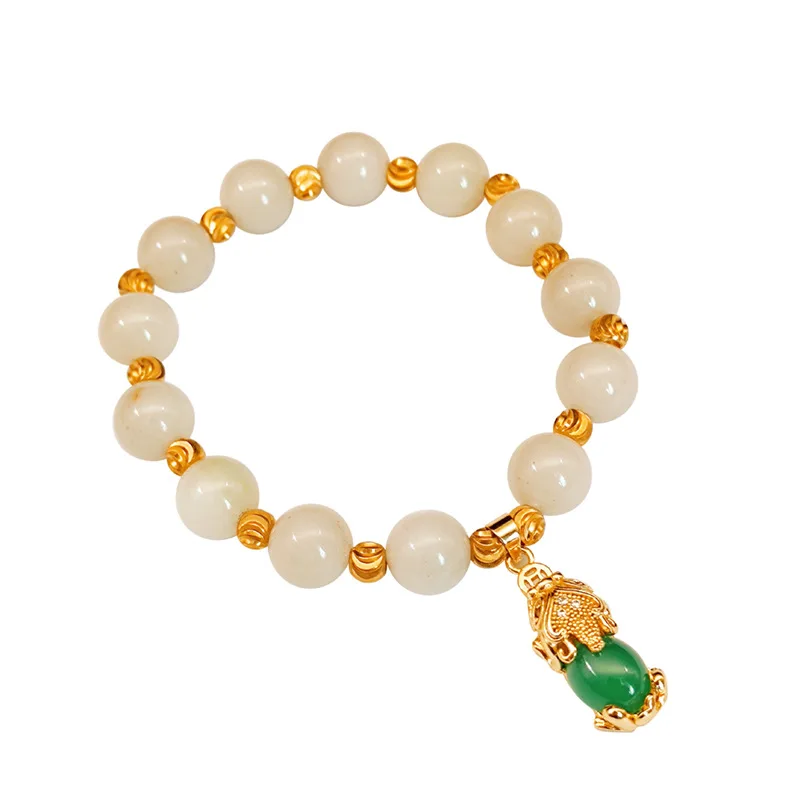 Ethnic Style Jade Bracelet 18K Copper Gold-Plated Natural Beads With Diamond PIXIU Pendant Bracelet, Picture shows
Ethnic Style Jade Bracelet 18K Copper Gold-Plated Natural Beads With Diamond PIXIU Pendant Bracelet, Picture shows
