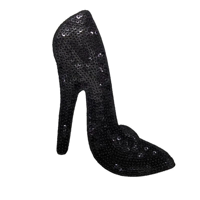 New Custom Black Sequins High-heeled Shoes Patches for Clothes Jackets iron on Sequined women shoes Embroidery Applique
New Custom Black Sequins High-heeled Shoes Patches for Clothes Jackets iron on Sequined women shoes Embroidery Applique