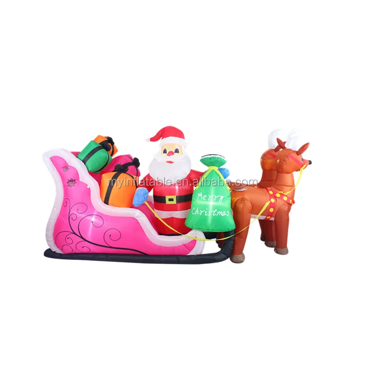 two christmas reindeer pull the car for santa inflatable indoor