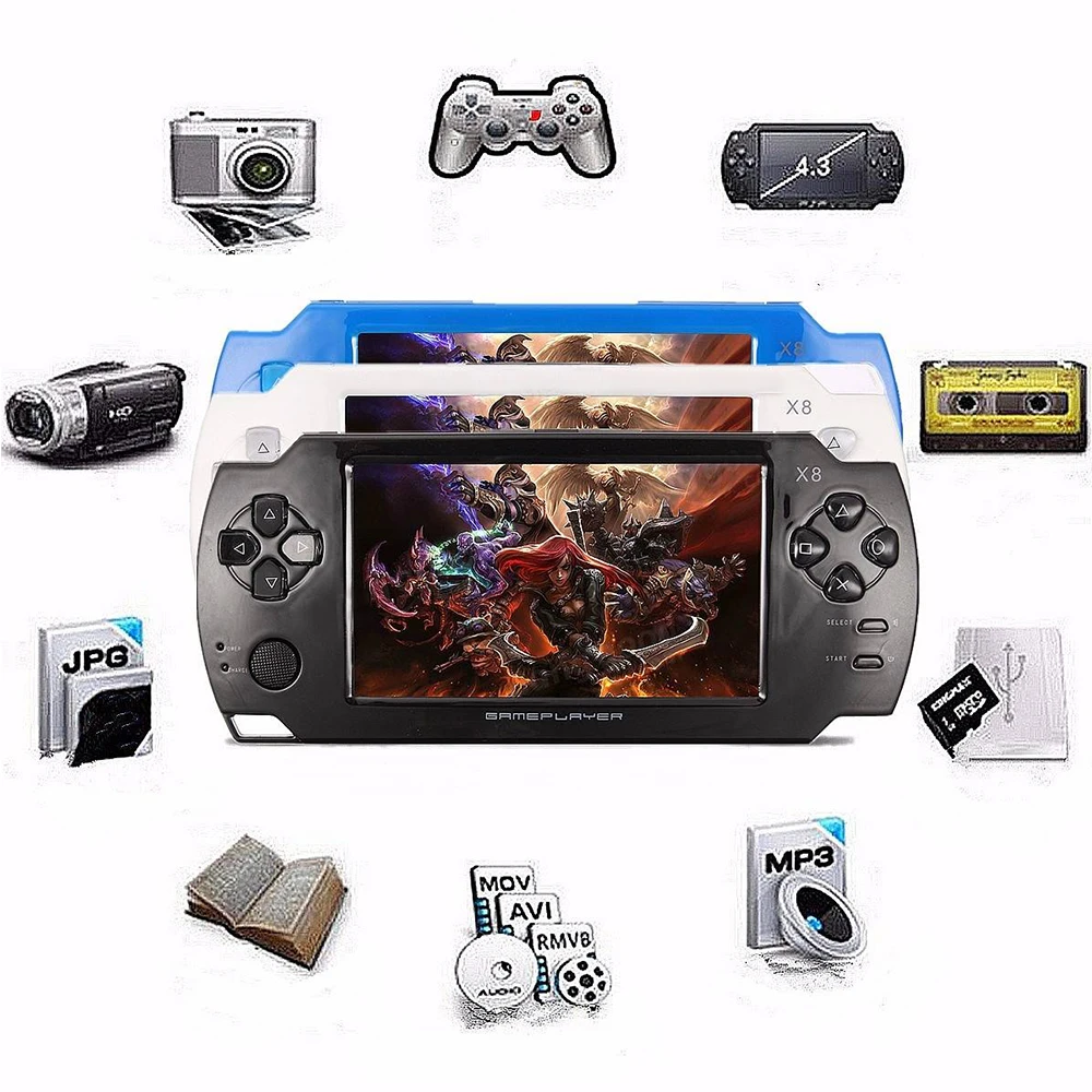 2020 Hot Sale X8 New Design Touch Screen Multifunction Portable Game Console, White/black/blue
2020 Hot Sale X8 New Design Touch Screen Multifunction Portable Game Console, White/black/blue
