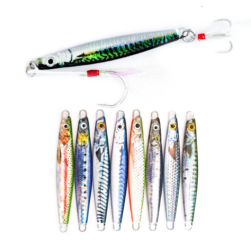Afishlure Metal Jig 25g 40g 50g 3D Print Artificial Bait Boat Fishing Jig Lures with assist hook, 9 colors
Afishlure Metal Jig 25g 40g 50g 3D Print Artificial Bait Boat Fishing Jig Lures with assist hook, 9 colors