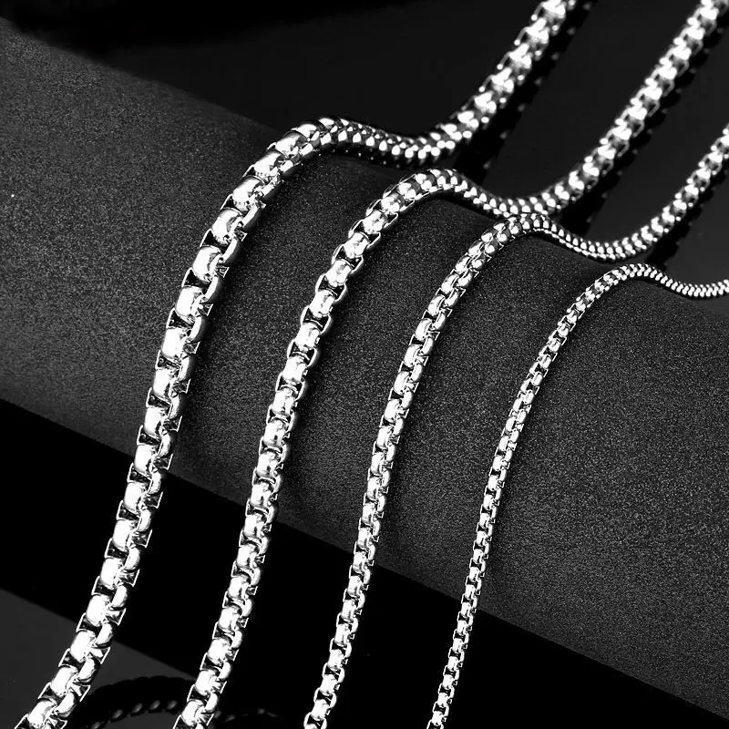 Korean version of stainless steel 2.5-5mm square bead chain Men's square keel chain necklace jewelry with chain wholesale
Korean version of stainless steel 2.5-5mm square bead chain Men's square keel chain necklace jewelry with chain wholesale