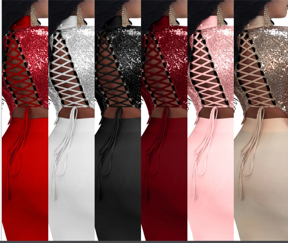 2020 Autumn/winter plum-size women's sexy sequins two-piece nightclub dress with long sleeves
2020 Autumn/winter plum-size women's sexy sequins two-piece nightclub dress with long sleeves