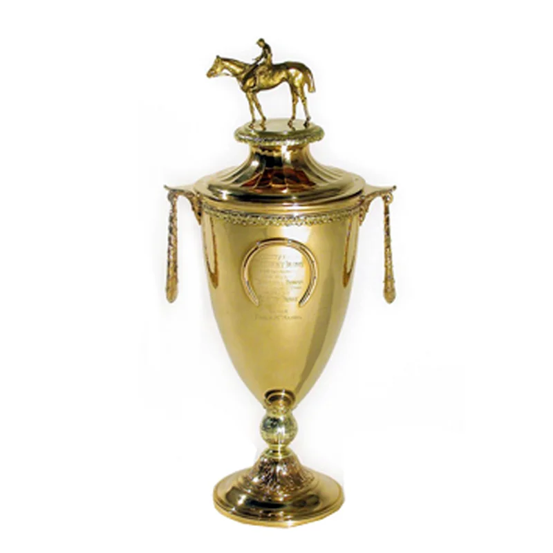 Personalizado de metal troféu de corridas de cavalos com o troféu de ouro fábrica