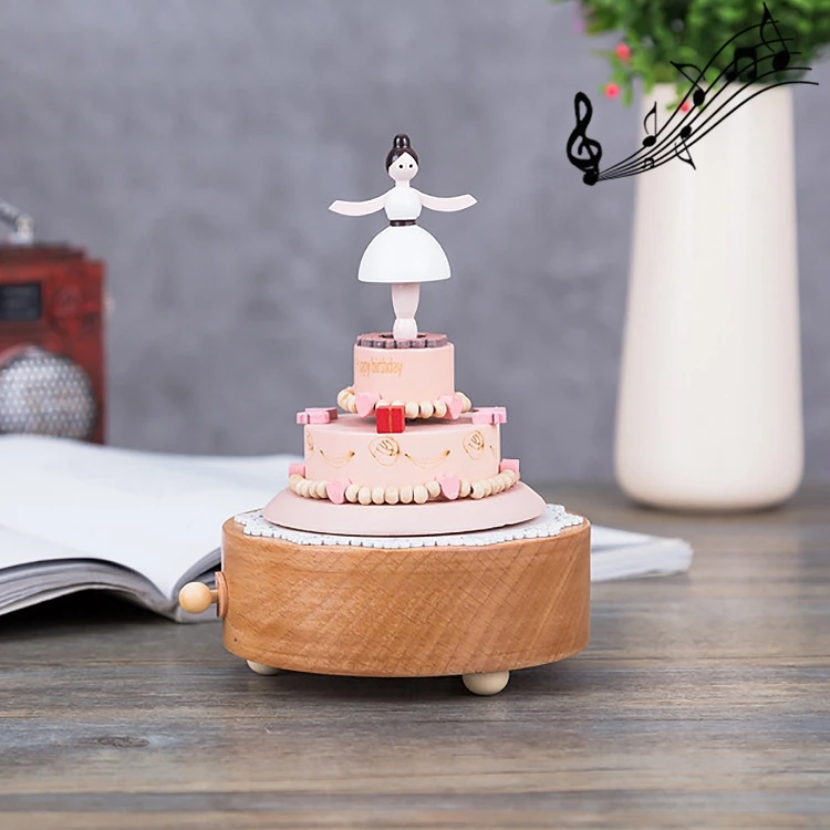 راقصة وكعكة شكل ديكور المنزل أصالة صناديق موسيقية خشبية