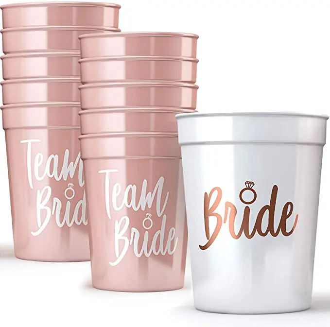 Custom Bride Bachelorette Party Cups Eco-Friendly Drinking Cups for Wedding, White,rose gold
Custom Bride Bachelorette Party Cups Eco-Friendly Drinking Cups for Wedding, White,rose gold