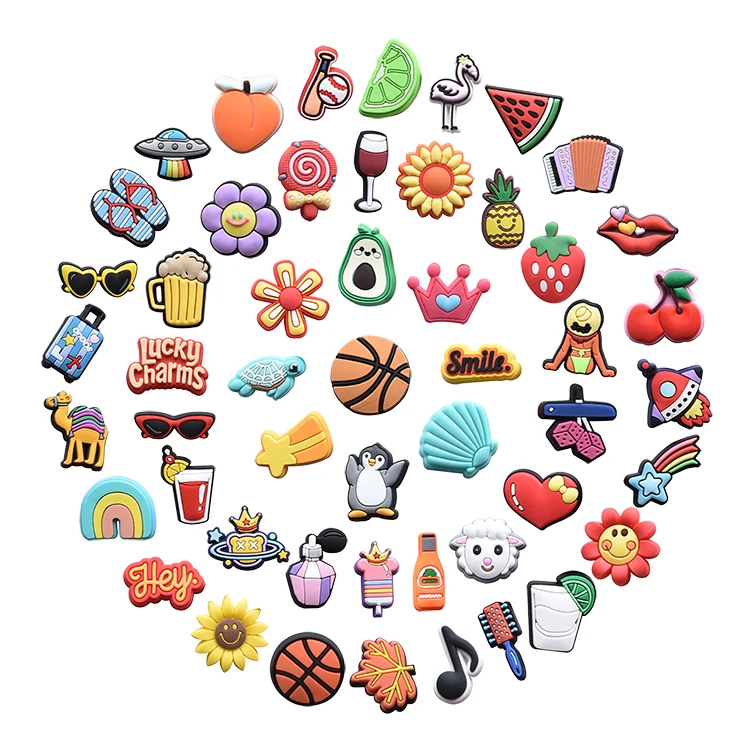 About 100 styles PVC soft croc charms bulk 2021 new croc charms colorful shoe charms for bracelets sandals, As pictures show
About 100 styles PVC soft croc charms bulk 2021 new croc charms colorful shoe charms for bracelets sandals, As pictures show