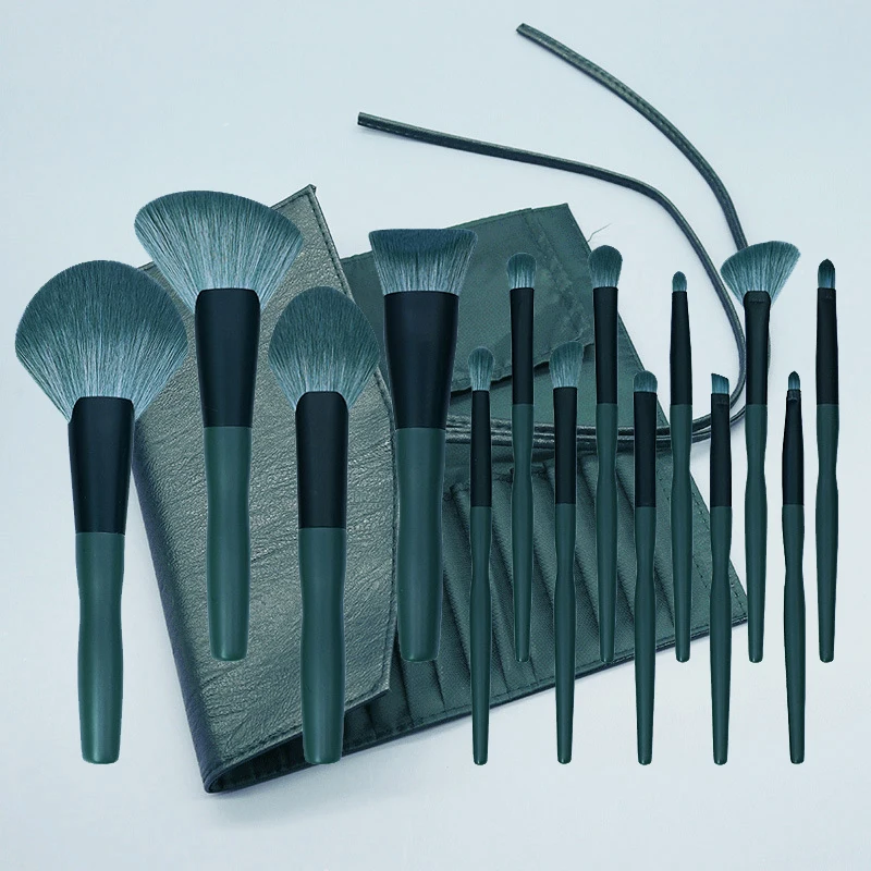 14 pieces custom professional luxury vegan brushes makeup plantain set with PU bag wholesale green make up brushes sets
14 pieces custom professional luxury vegan brushes makeup plantain set with PU bag wholesale green make up brushes sets