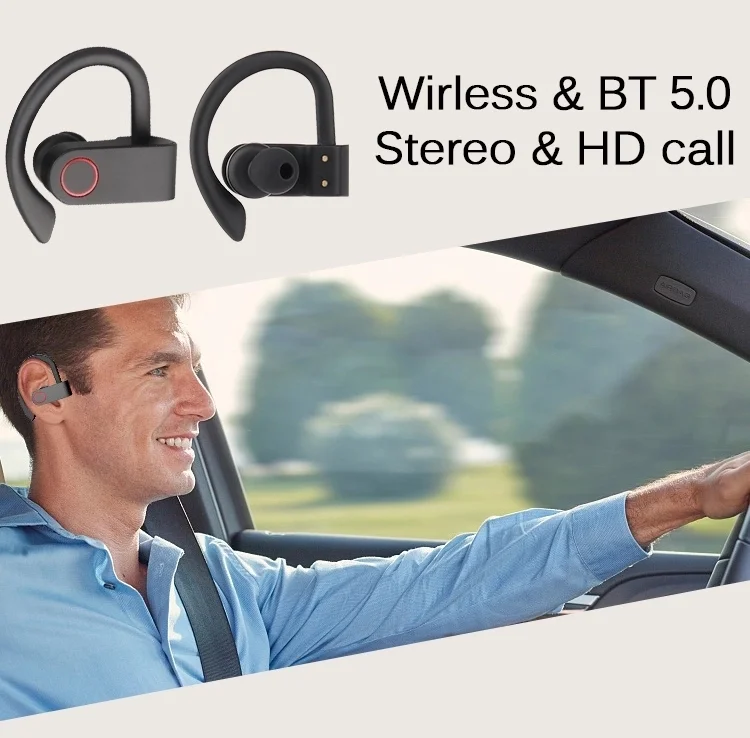 2020 new trending Amazon top seller A9 Noise Cancelling Bluetooth 5.0 TWS Ear Hook Earphones A9 with power bank for iphone X - ANKUX.COM