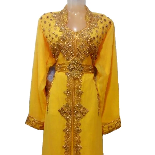 Embroidered and crystal beaded Morocco Kaftan wedding dress J275