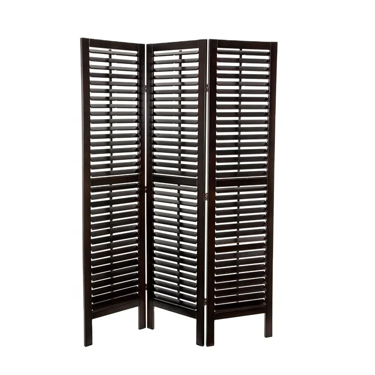 Vietnam Room Divider Screens Pine Wood Frame with Close and Open Shutter Slats