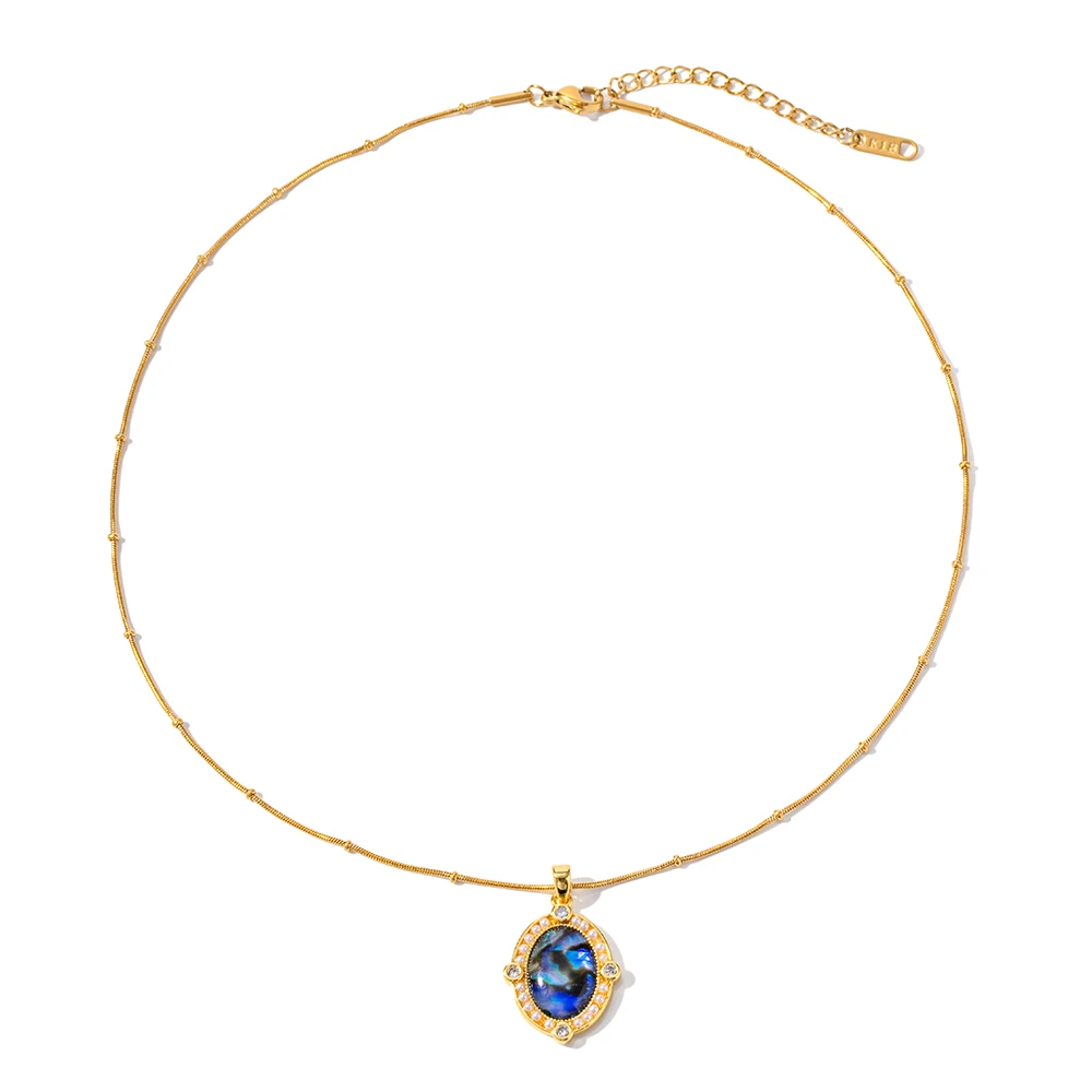 New Arrival 18k Gold Plated Pearl Zirconia Inlaid Oval Shape Pendant Stainless Steel Necklace for Women
New Arrival 18k Gold Plated Pearl Zirconia Inlaid Oval Shape Pendant Stainless Steel Necklace for Women