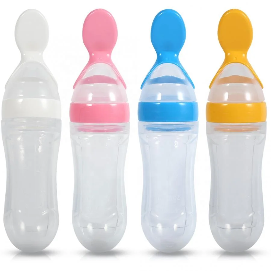 Biberones BPA PVC Free Baby Food Storage Soft Silicone Squeeze Baby Feeding Bottle with Spoon, Customized color
Biberones BPA PVC Free Baby Food Storage Soft Silicone Squeeze Baby Feeding Bottle with Spoon, Customized color