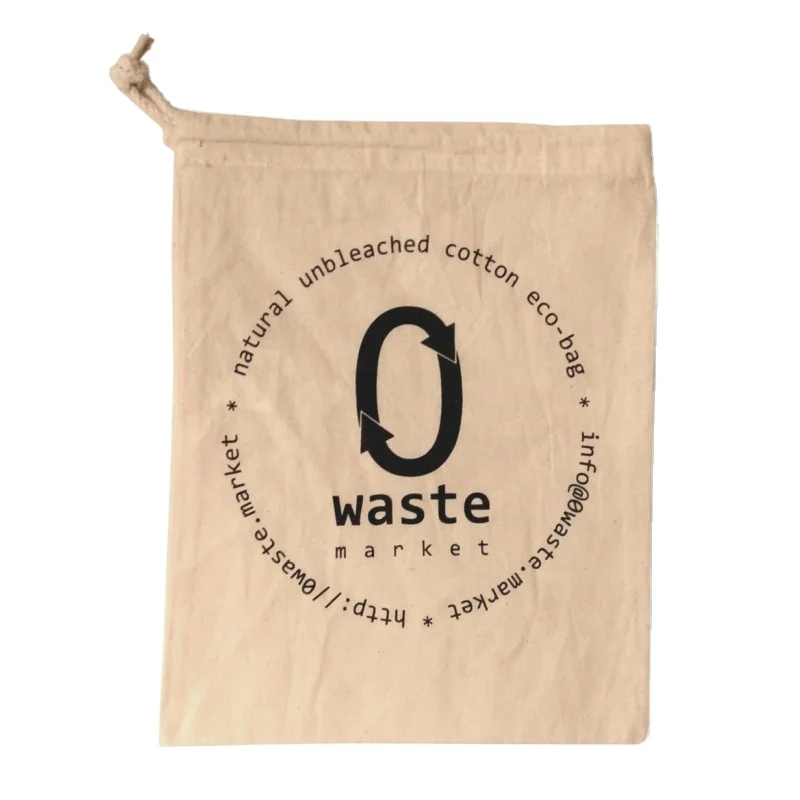 Wholesale Cotton Cloth Drawstring Bags with logo customization Promotional Custom Logo Printed Organic Calico Cotton Bag
