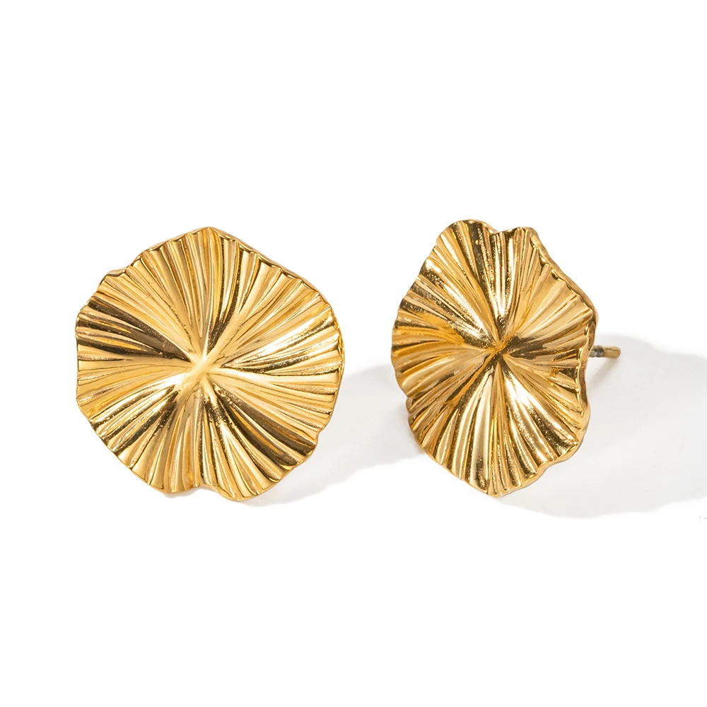 New Arrival Beach 18K Gold Plated Cold Wind Round Shape Wrinkle Stainless Steel Earrings For Women
New Arrival Beach 18K Gold Plated Cold Wind Round Shape Wrinkle Stainless Steel Earrings For Women