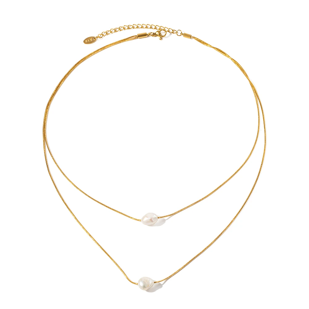 Elegant 18k Gold Plated Double Layered Freshwater Pearl Stainless Steel Pendant Necklace for Women
Elegant 18k Gold Plated Double Layered Freshwater Pearl Stainless Steel Pendant Necklace for Women