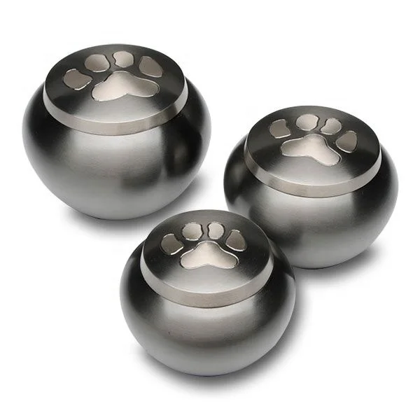 132 Odyssey Pet Cremation Urn in Pewter Large set of 3 Paw Engraved Metal Pet Urns For Pet Memorial Ashes