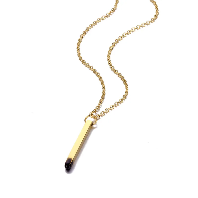 Factory wholesale custom fashion jewelry stainless steel Matchstick bar necklace gold necklace for men women
Factory wholesale custom fashion jewelry stainless steel Matchstick bar necklace gold necklace for men women