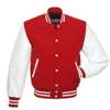 Custom Design leather Wool Letterman varsity Jacket White Red Men Boys