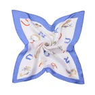 Silk Scarf Female Muslim Square Scarf Fringed 60 cm Satin Scarf Printed With Frame